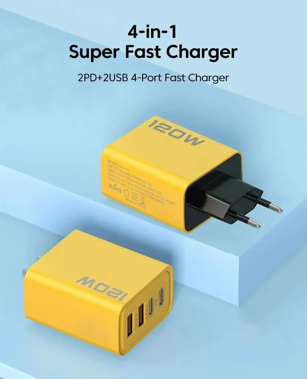 120W Fast Charger USB-C Wall Adapter – PD Quick Charge Type-C Phone Charger for iPhone 16/15, Xiaomi, Huawei, Redmi & OnePlus