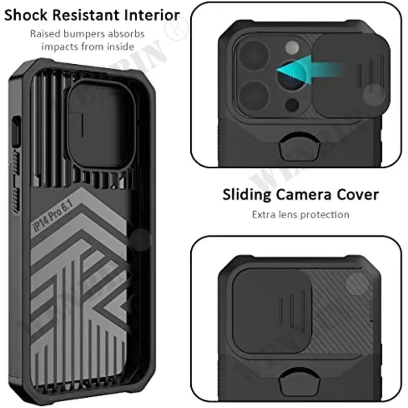 Best Heavy Duty iPhone Case with Sliding Camera Cover & Card Holder in USA