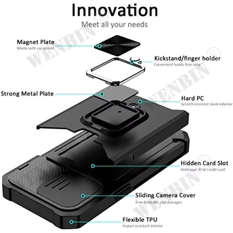 Best Heavy Duty iPhone Case with Sliding Camera Cover & Card Holder in USA