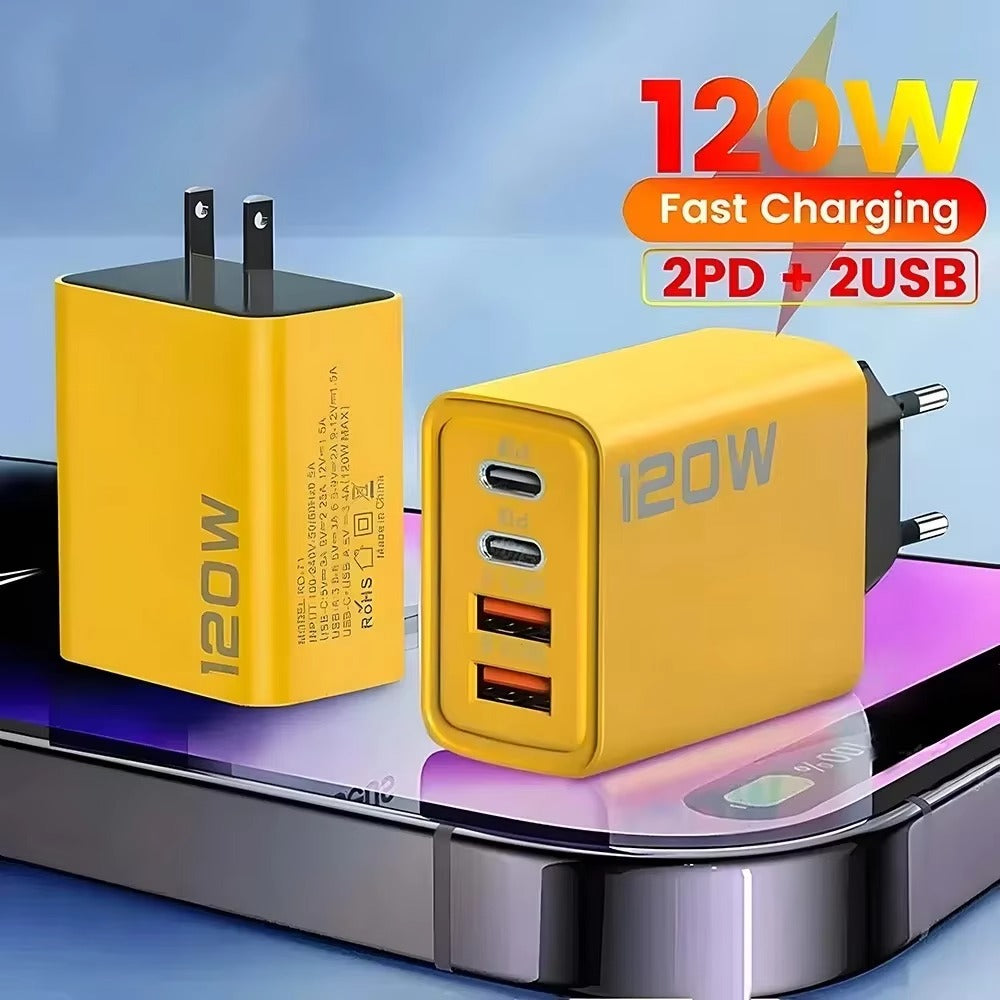 120W Fast Charger USB-C Wall Adapter – PD Quick Charge Type-C Phone Charger for iPhone 16/15, Xiaomi, Huawei, Redmi & OnePlus