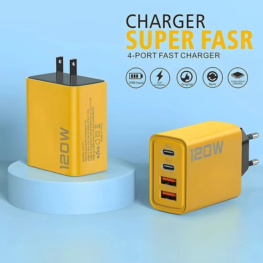 120W Fast Charger USB-C Wall Adapter – PD Quick Charge Type-C Phone Charger for iPhone 16/15, Xiaomi, Huawei, Redmi & OnePlus