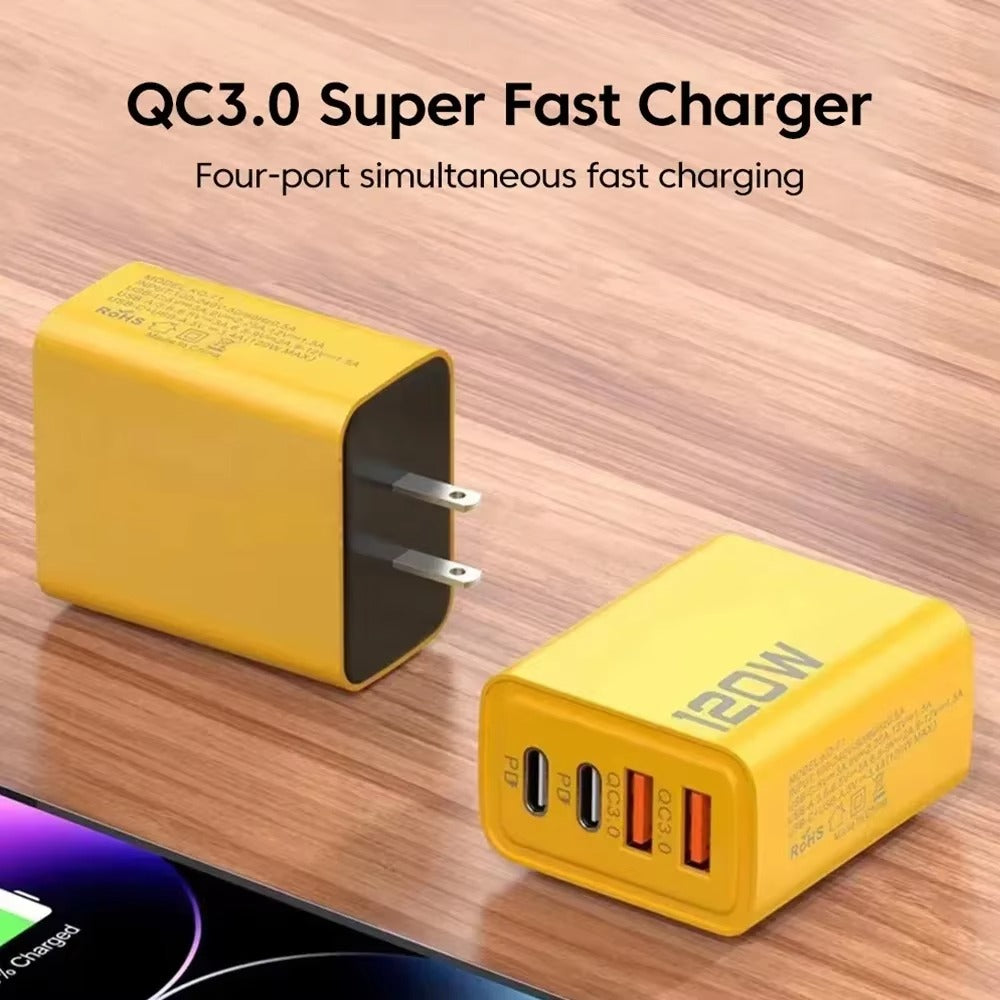 120W Fast Charger USB-C Wall Adapter – PD Quick Charge Type-C Phone Charger for iPhone 16/15, Xiaomi, Huawei, Redmi & OnePlus