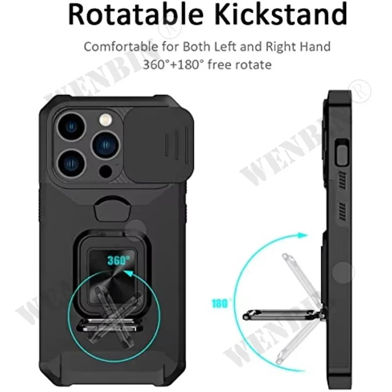Best Heavy Duty iPhone Case with Sliding Camera Cover & Card Holder in USA