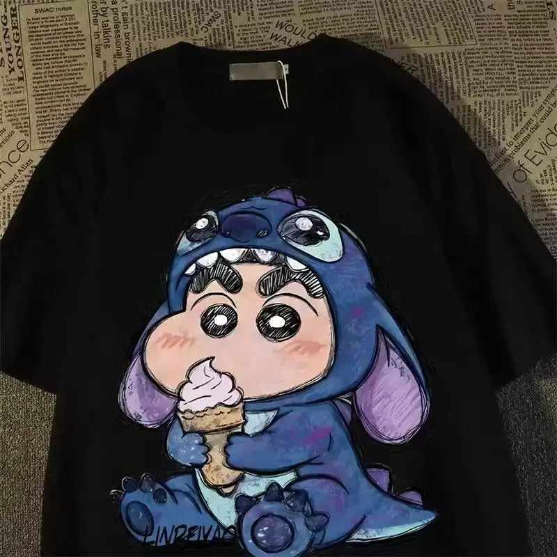 Best Women’s Summer Graphic T-Shirt – Crayon Shin-chan Cartoon in USA