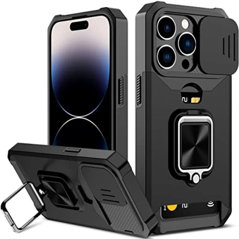 Best Heavy Duty iPhone Case with Sliding Camera Cover & Card Holder in USA