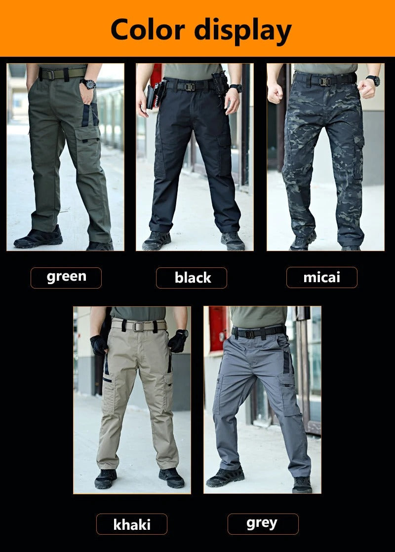 Men’s Tactical Cargo Pants – Waterproof Multi-Pocket Workwear Trousers for Outdoor Hiking, Work & Everyday Wear (Spring/Autumn)