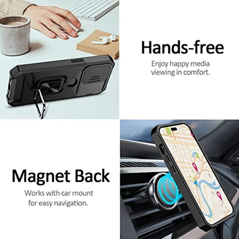 Best Heavy Duty iPhone Case with Sliding Camera Cover & Card Holder in USA