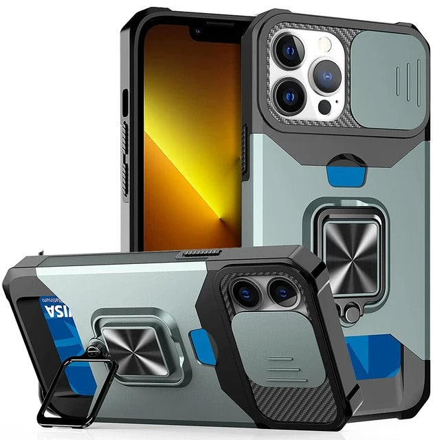 Best Heavy Duty iPhone Case with Sliding Camera Cover & Card Holder in USA
