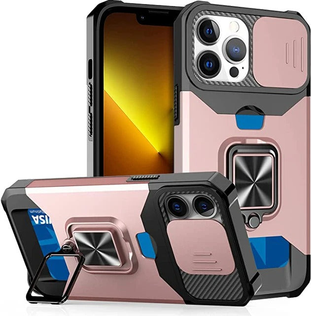 Best Heavy Duty iPhone Case with Sliding Camera Cover & Card Holder in USA